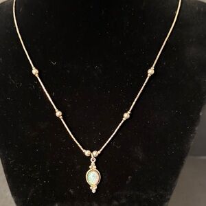 5 Star Navajo Southwest Sterling Silver Necklace with Opal Pendant